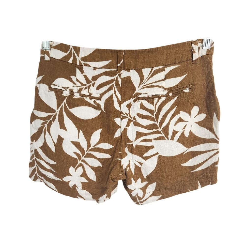 Old Navy Brown Tropical Print Linen Blend Shorts Womens Size 4 - Picture 2 of 3